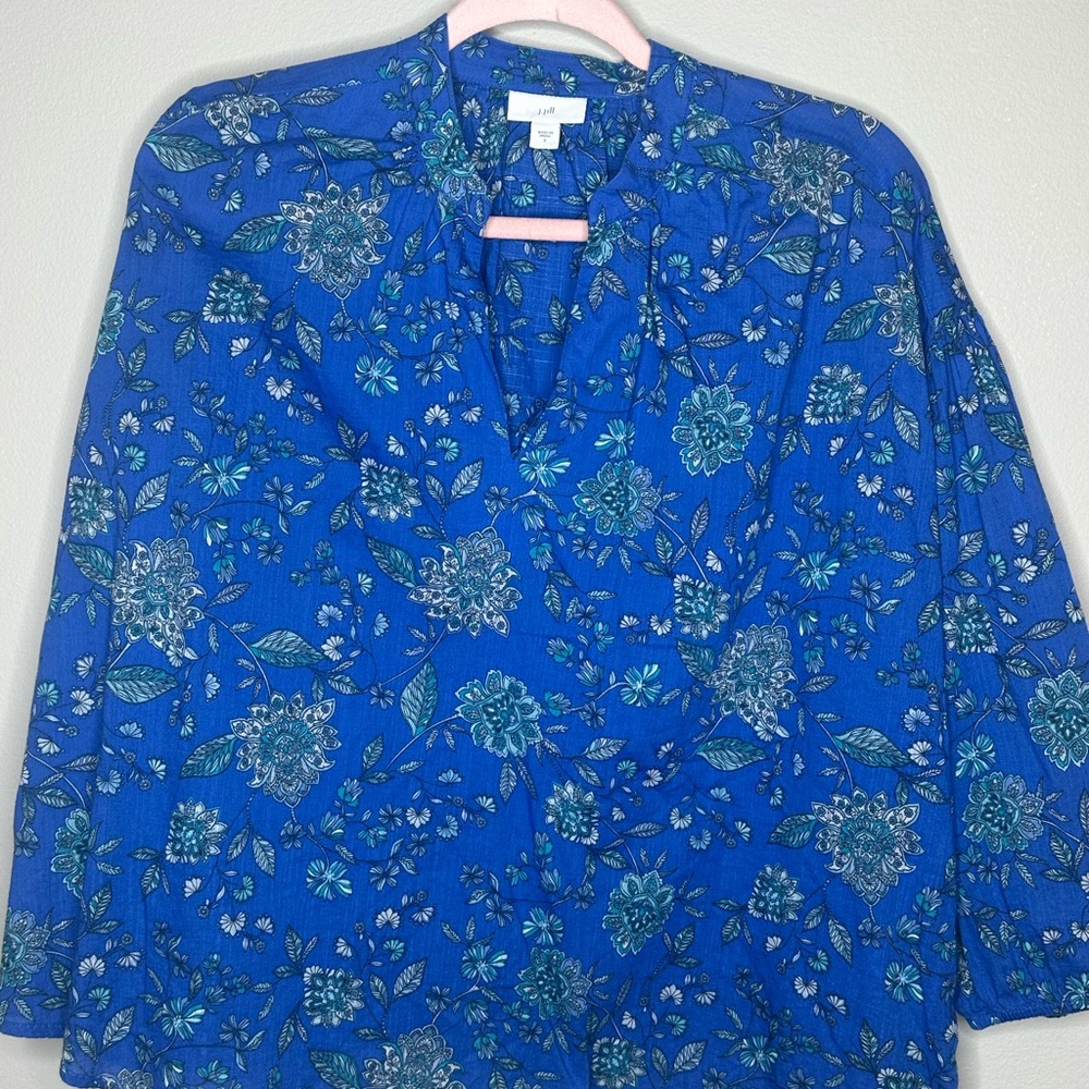 J. Jill Blue Floral 100% cotton Blouse